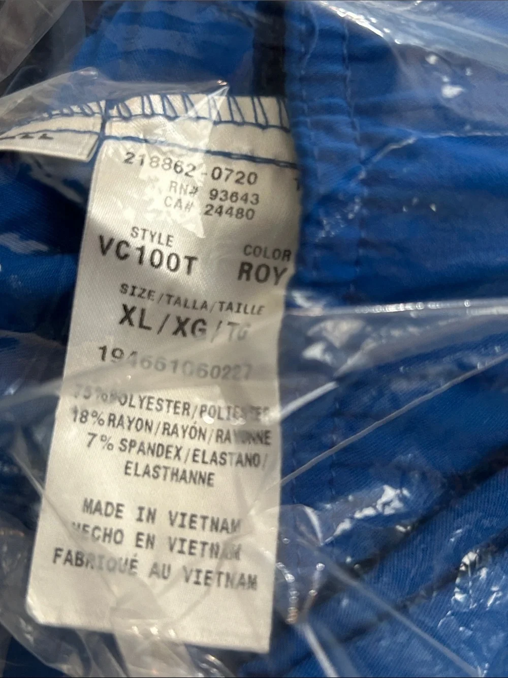 Vince Camuto Medical Scrub Royal Blue Size XL Tall Drawstring Waist VC100T